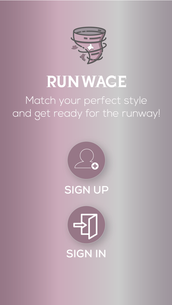 Runwage - application for smartphones - login page mockup