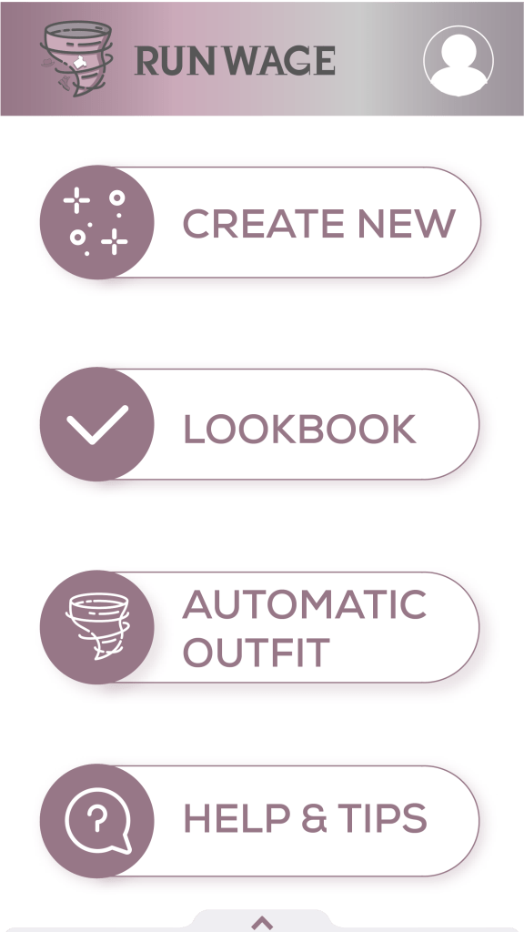 Runwage - application for smartphones - page mockup
