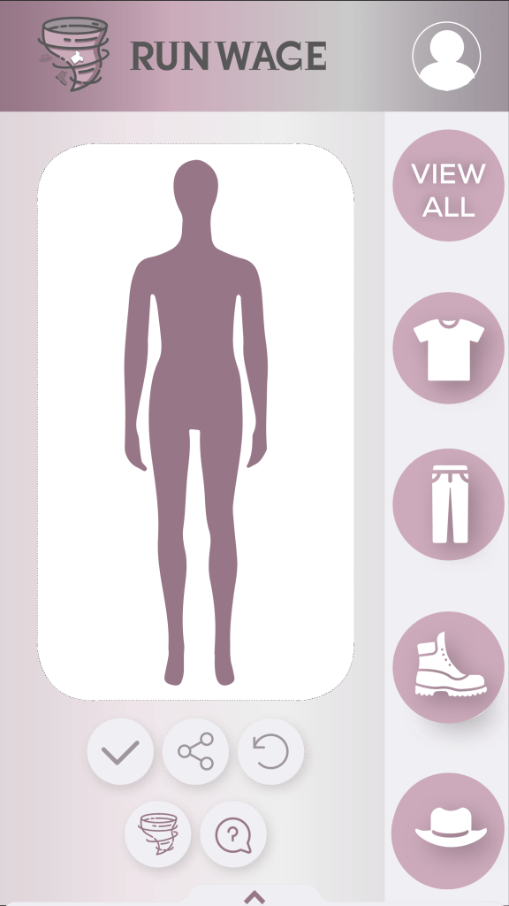 Runwage - application for smartphones - page mockup